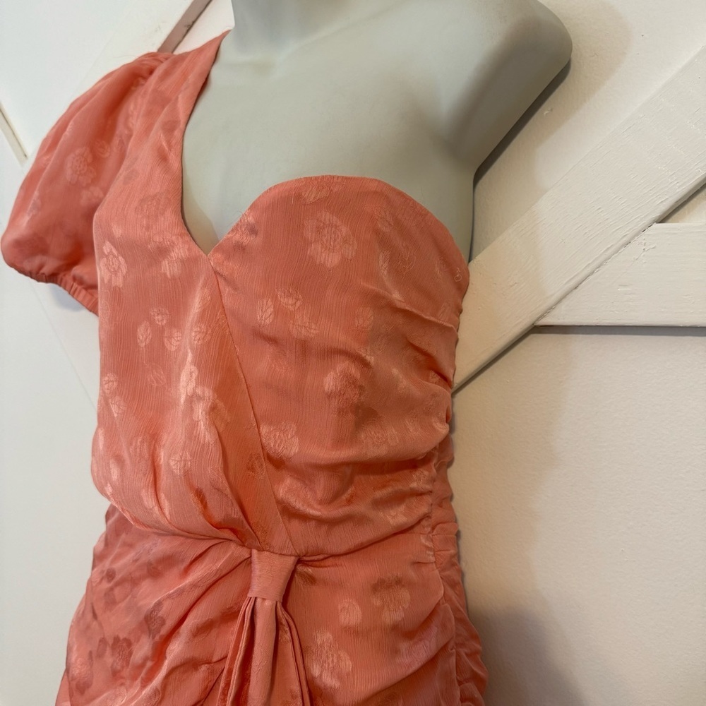 Majorelle Madison One Shoulder Floral Embroidered Draped Mini Dress Pink Sz M - Picture 4 of 11